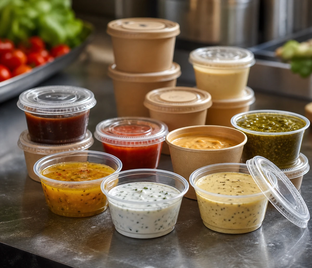 Dressingbecher & Portionsbecher als Gastro-Nahaufnahme bei Playflip