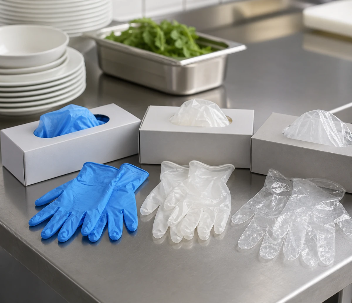 Einmalhandschuhe für hygienisches Arbeiten bei Catering und Speisenausgabe