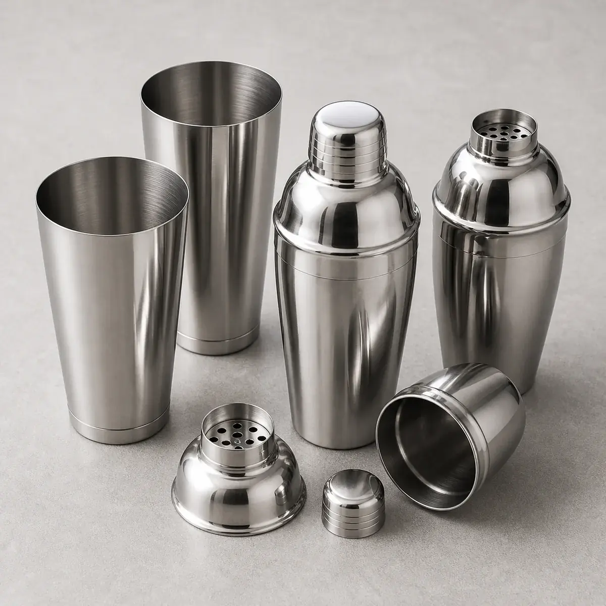 Cocktail-Shaker und Barwerkzeug aus Edelstahl