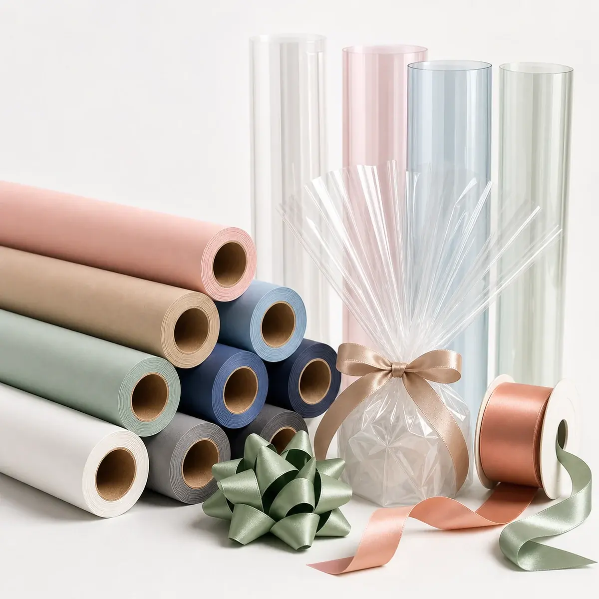 Geschenkpapier und Geschenkfolien als Rollen