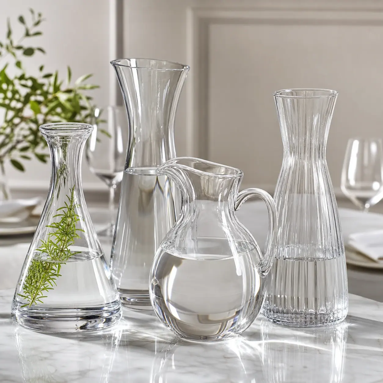 Karaffen und Krüge aus Glas für Getränke- und Tischservice