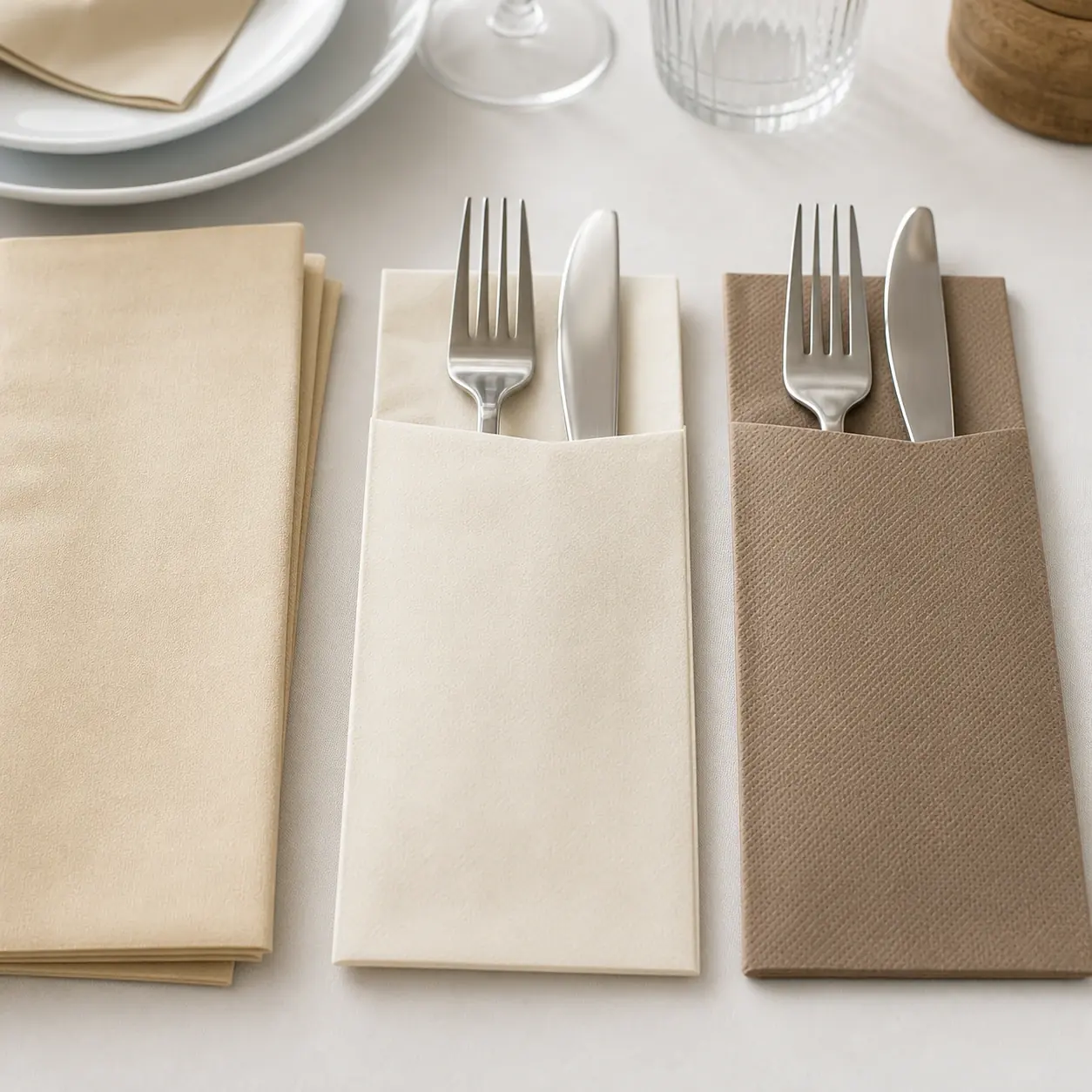 Servietten und Bestecktaschen für Café und Getränkeservice
