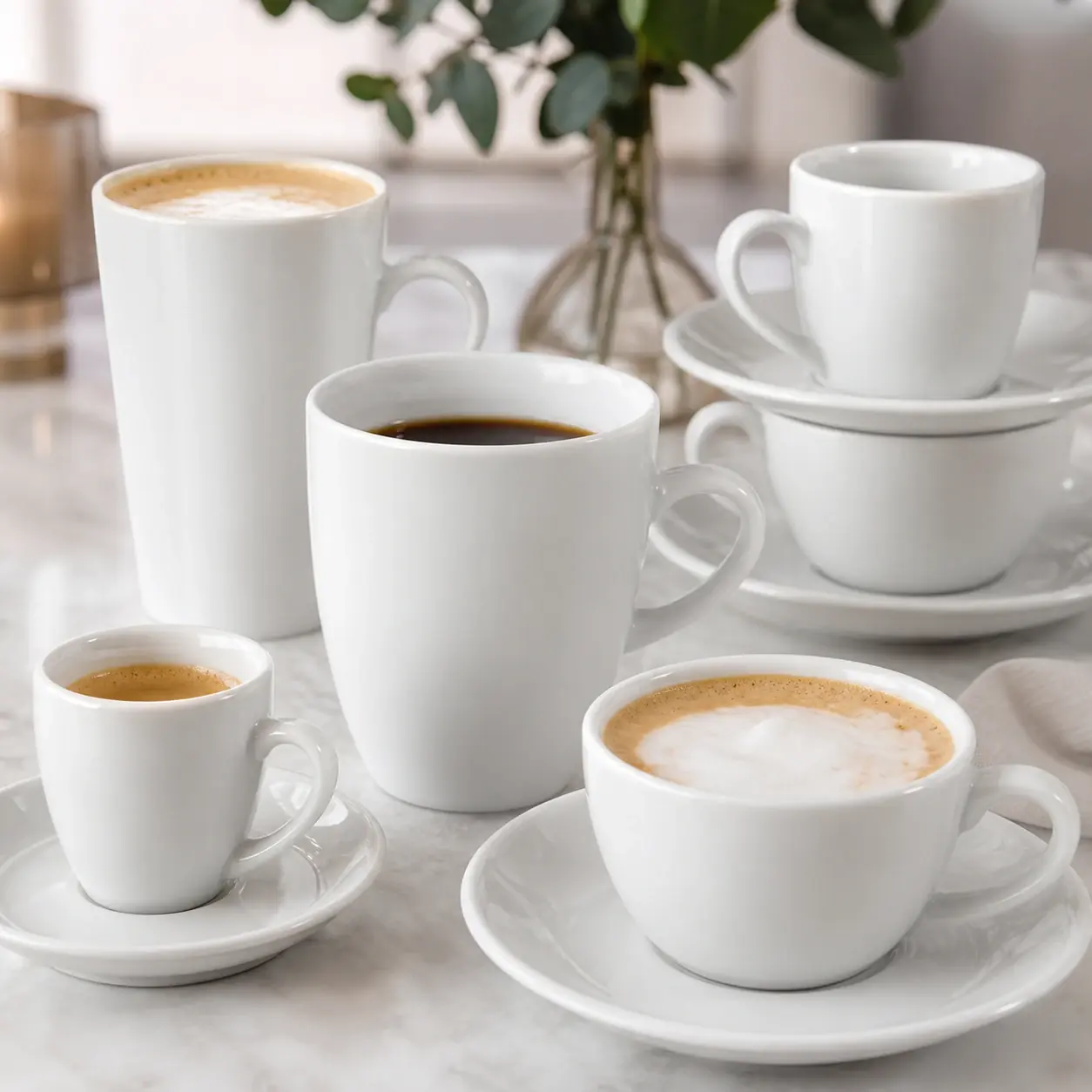 Tassen und Becher für Kaffee, Tee und Heißgetränke