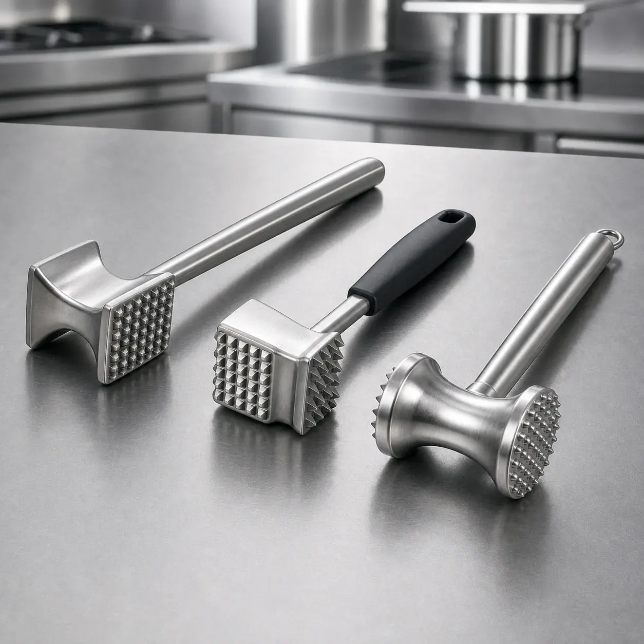 Fleischklopfer aus Edelstahl für professionelle Küchen