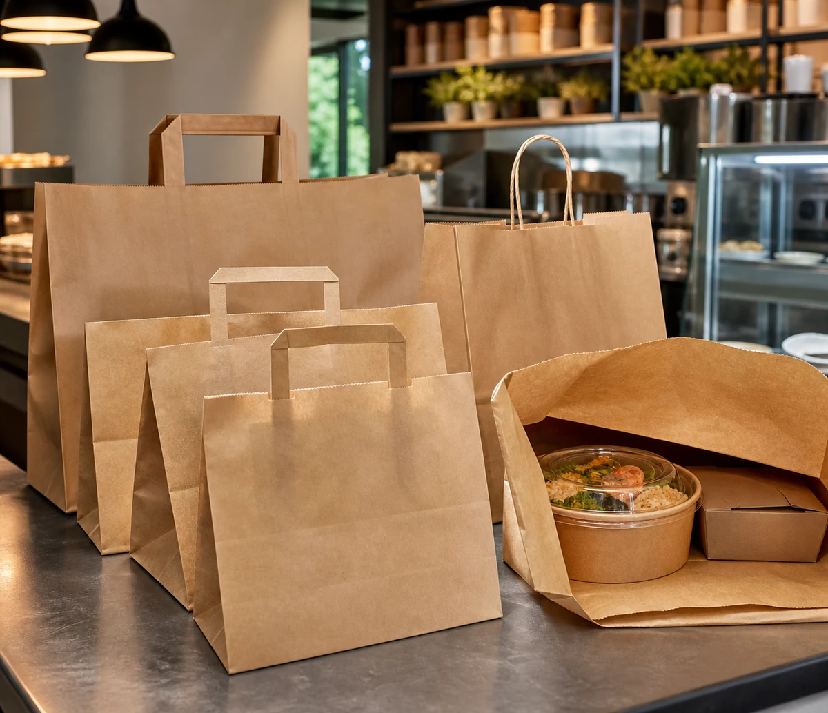 Nahaufnahme von Tragetaschen für To-go
